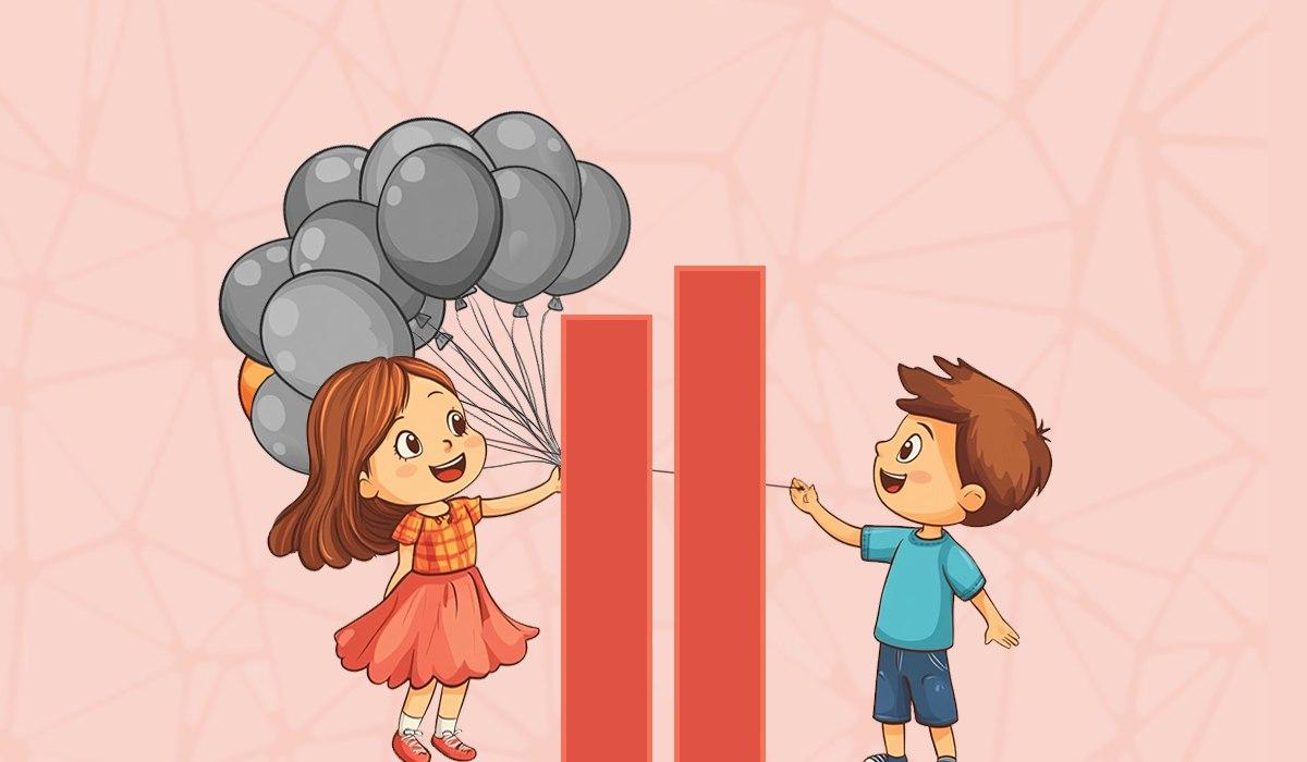 Chlapec drží oranžový balónek / koláž s fotografií Moje